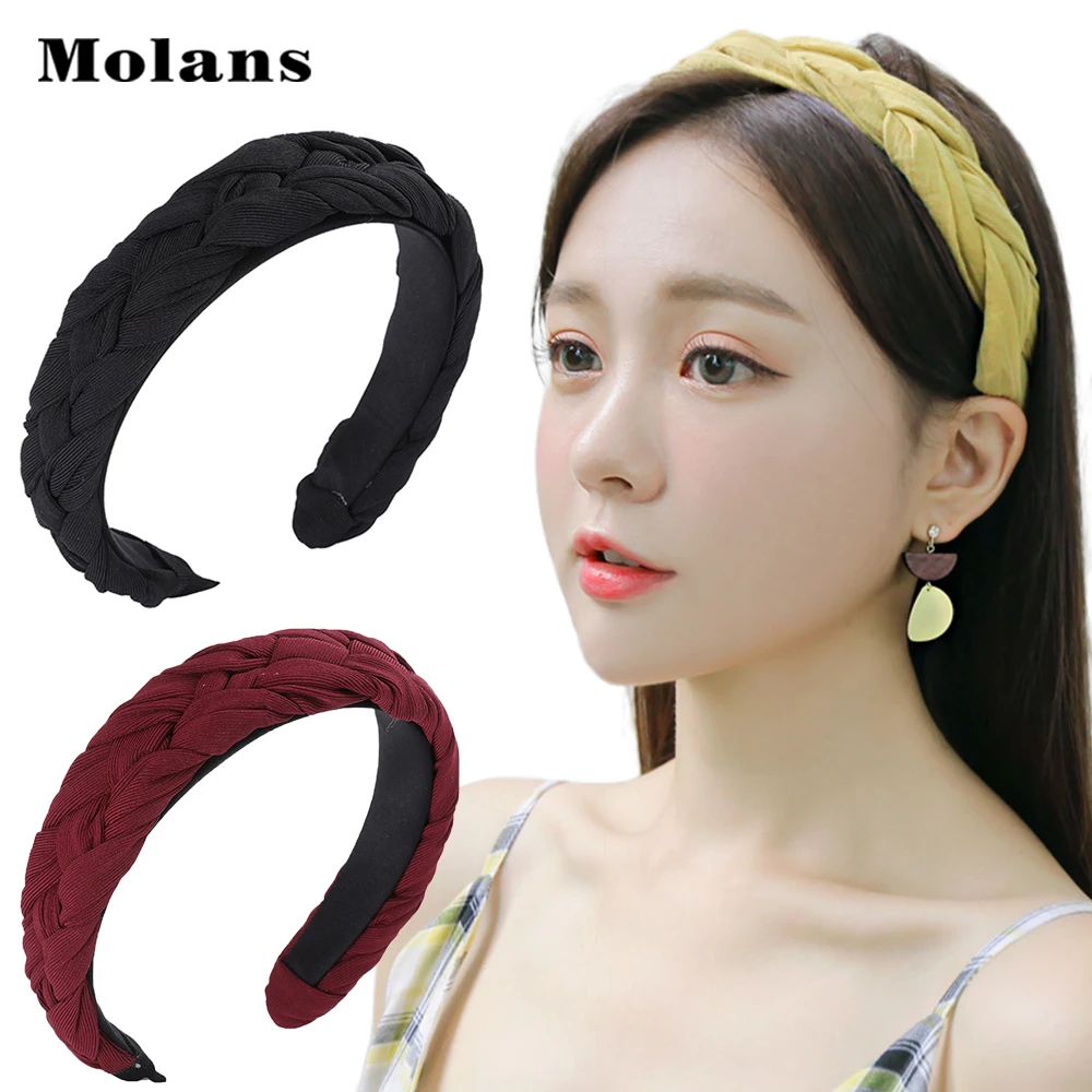 Ободок MOLANS однотонный Плетеный женский простой модный ободок для волос девочек