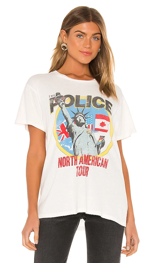 Винтажная вдохновленная графическая футболка the Police 1983 tour, женская футболка с коротким рукавом, белые летние топы с принтом, Повседневная футболка в стиле бохо