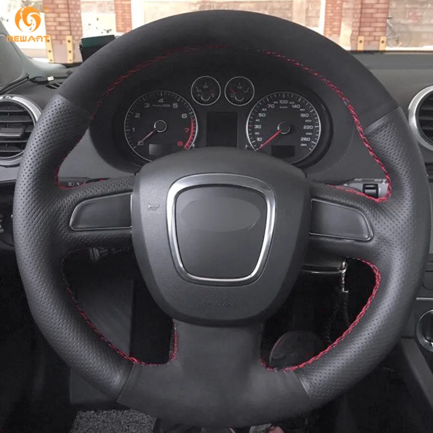 Чехол на руль MEWANT из черной замши для Audi A3 (8P) 2008 2013 A4 (B8) 2010 A5 A6 (C6) 2007 2011|steering wheel