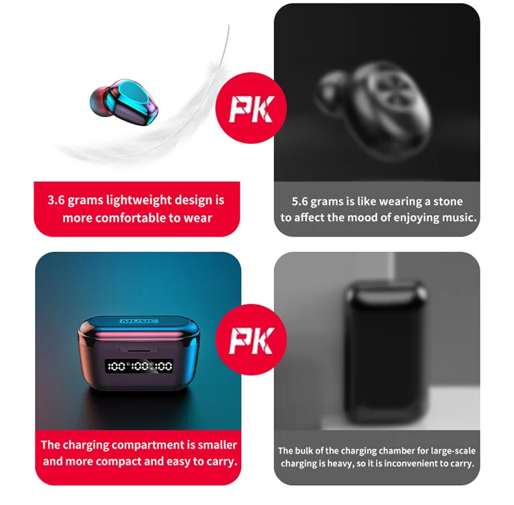 

G40 TWS Touch Wireless Earbuds Comes With Charging Cable Power Display 9D HD Sound Noise Reduction Mini 5.1 Bluetooth Headset