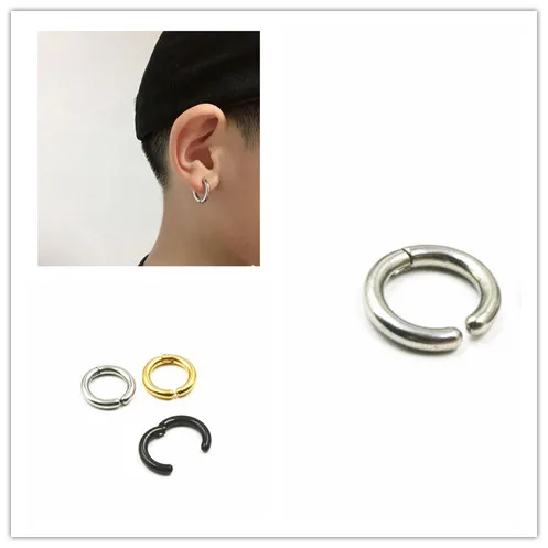 

Lot 50pcs Hoop Circle Earrings Men/Women Ear Studs/Earring Stainless Steel No Hole Clip on Hoop Ring PUNK EMO New