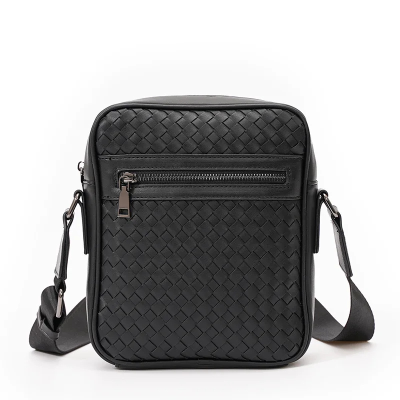 Luxury Brand Leather Men Crossbody Bag Plaid Pattern Travel Messenger Bags For Man High Quality Satchel Sling School Bag