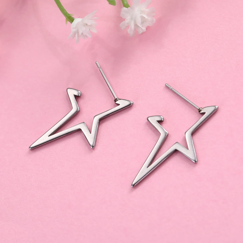 Teamer Star Stud Earrings for Women Stainless Steel Studs Korean Fashion Jewelry Aretes 2019 Ear Accessories Gifts | Украшения и