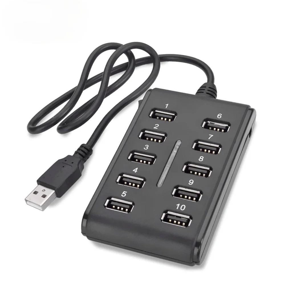 

High Speed 480 Mbps USB 2.0 Hub 10 Ports Multi Personal Computer USB HUB Portable USB Splitter For PC laptop