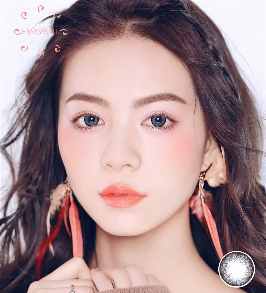 easysmall starlight golden gray colored big beautiful pupil contact lenses for eyes degree yearly 2pcspair prescription myopia free global shipping