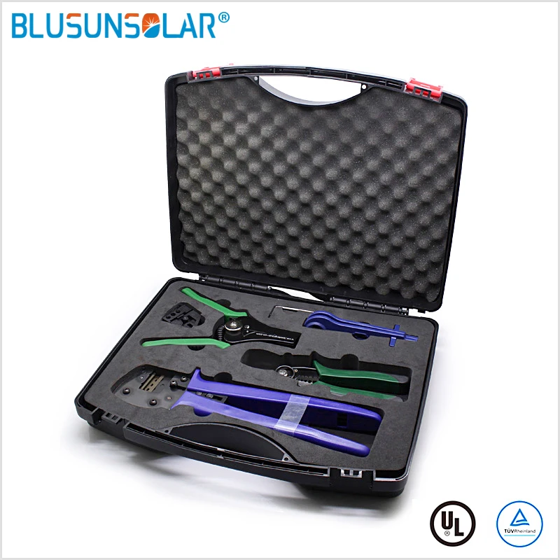 BLUSUNSOLAR 1 Set Solar Wire Tool Kit Crimping &Cutter& Striping With DC Connector Spanner Wrench