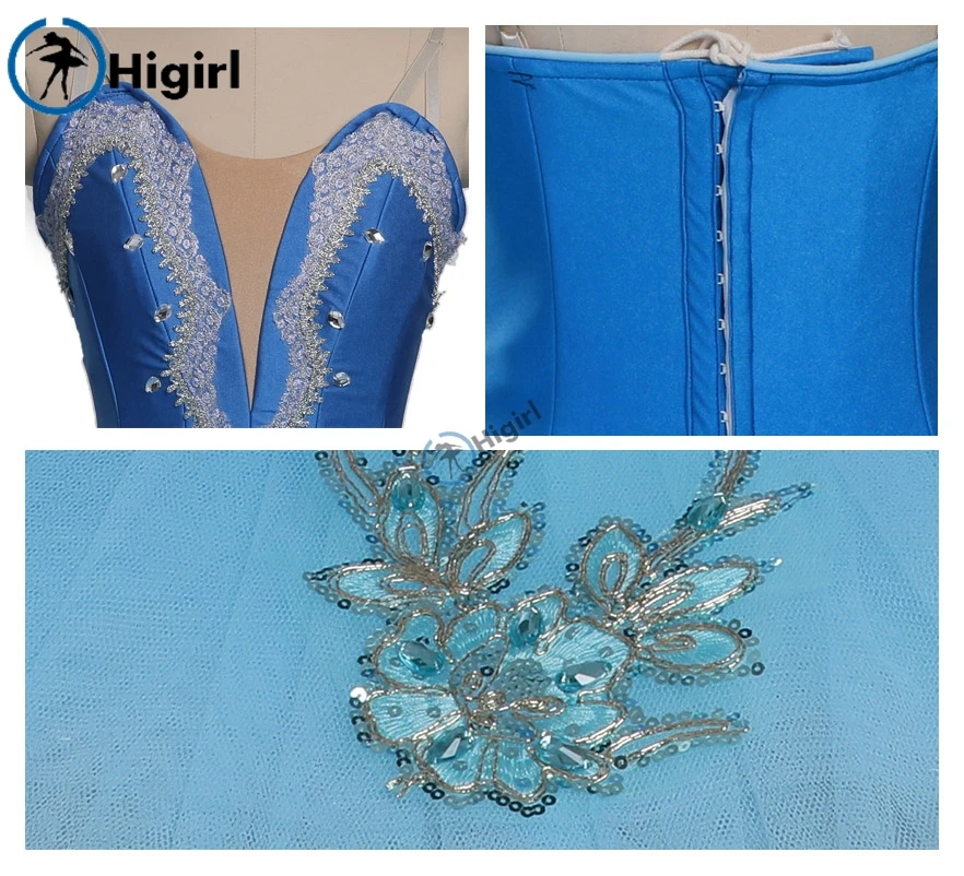 Women Blue Swan Lake Professional Pancake Tutu Girls Performance Competiton Pallter Tutus Child BT9142B | Тематическая одежда и