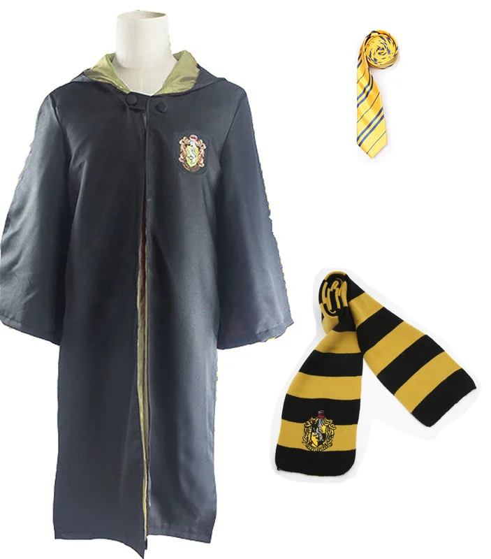 Hufflepuff-B Гарри Поттер халат накидка плащ с галстуком шарф Ravenclaw/Гриффиндор/Hufflepuff/Слизерин Косплей костюмы Малфой Гермионы подарок на Хэллоуин - Цвет: Hufflepuff-B