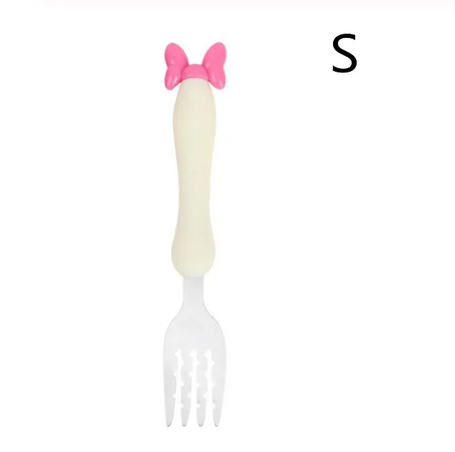 fork s 1/2 шт. детский набор ложка и вилка безопасности Нержавеющая сталь кормления столовых приборов изображением героини мультфильма «Леди кормушки посуда ложка для кормления посуда - Цвет: fork s
