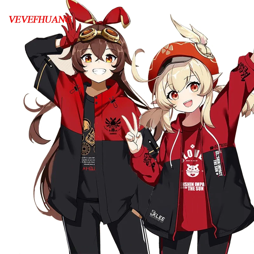 VEVEFHUANG Kосплей Game Genshin Impact Косплей Костюм Толстовка с капюшоном Аниме Спортивная