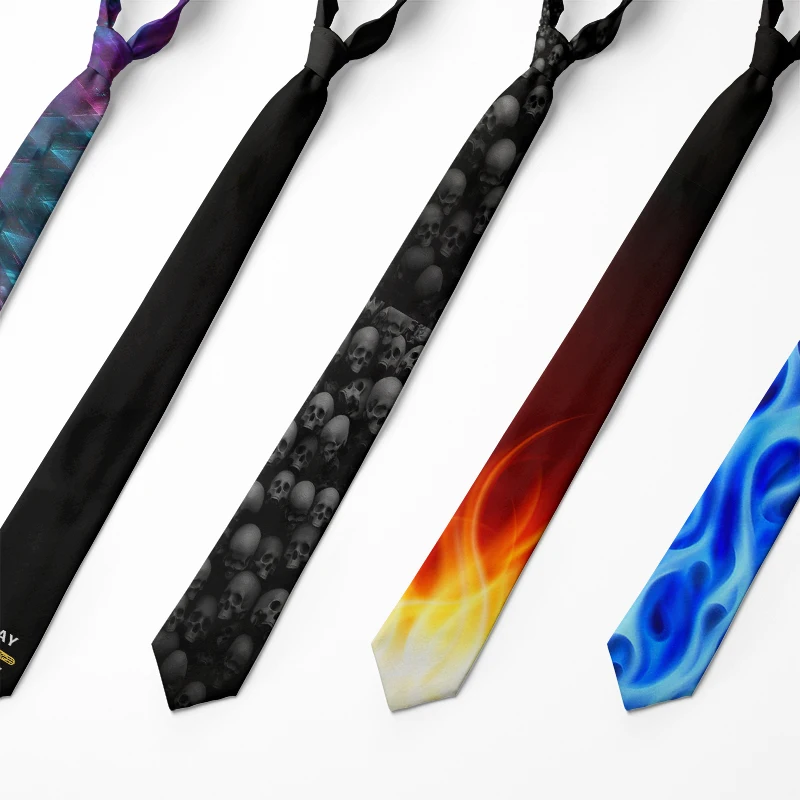 Nuovo Design moda uomo cravatta 8cm blu nero fiamma cravatta stampa 3D cravatta per uomo Unisex