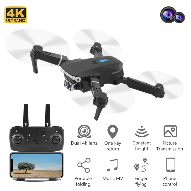 

2021 Новый E88 Pro мини-Дрон с разрешением 4k широкоугольный объектив высокого разрешения с Двойной объектив переключаемый Wi-Fi Fpv визуальное пози...