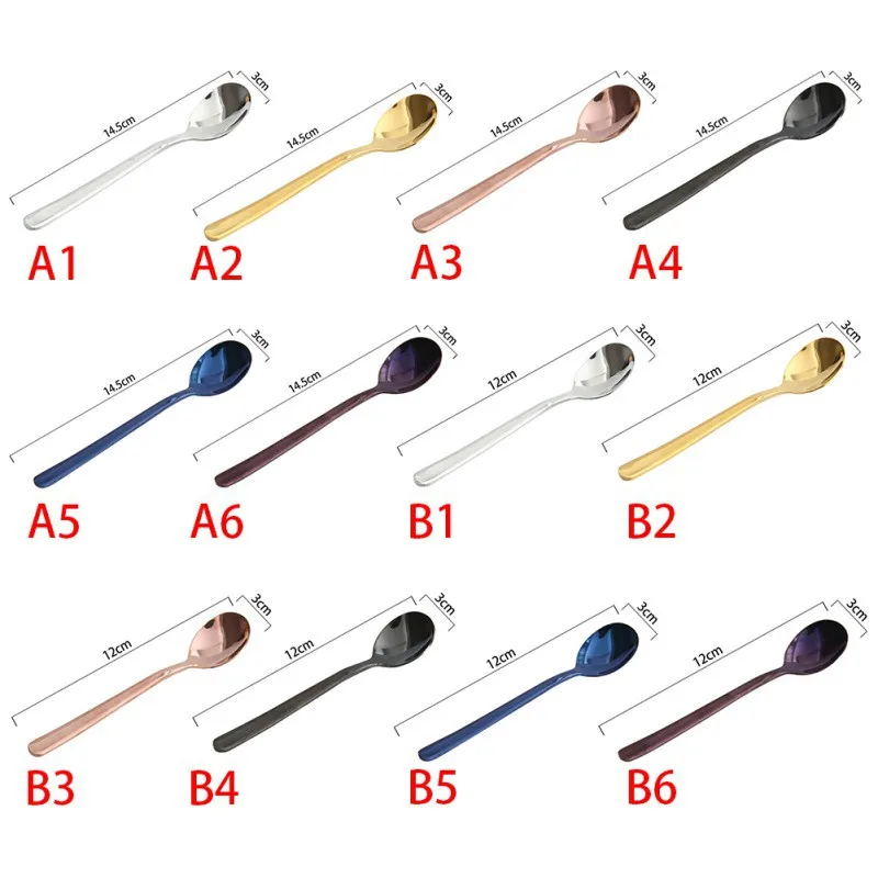 

Tea Spoons 304 Stainless Steel Tableware Cutlery Unique Gold Small Dessert Spoon Silver Mini Coffee Scoop Ice Cream Spoon