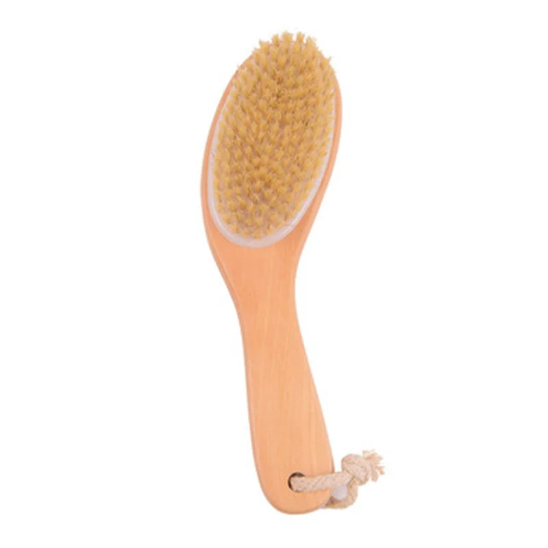 

New Dry Skin Exfoliation Wood Brush Body Natural Bristle Wooden Brush Massager Bath Shower Back Spa Scrubber