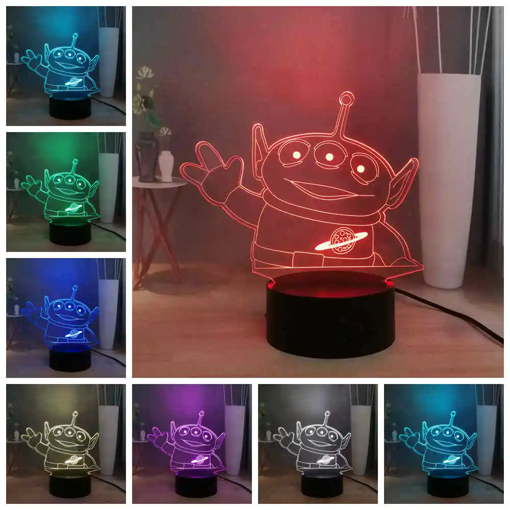 Прикроватная лампа сжимающая игрушечные инопланетяне RGB разноцветный USB
