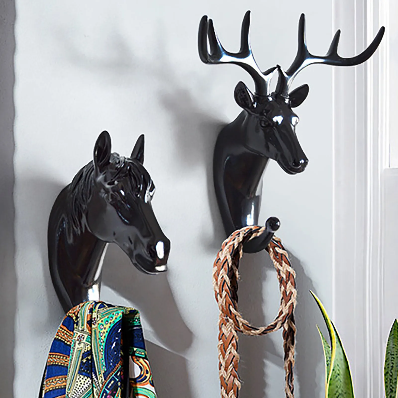 

5 Styles Wall Hanging Hook Vintage Deer Head Animal For Hanging Clothes Hat Scarf Key Deer Horns Hanger Rack Wall Decoration
