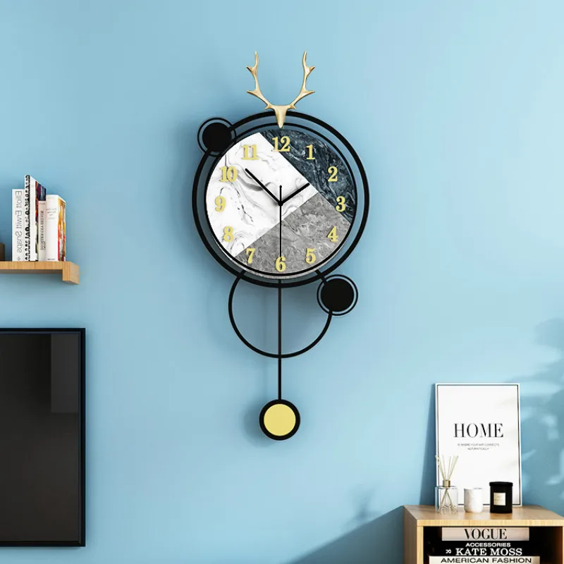 

European Wall Clock Large Pendulum Luxury Art Nordic Living Room Modern Design Wall Clock Creative Simple Home Decor New DL60WC