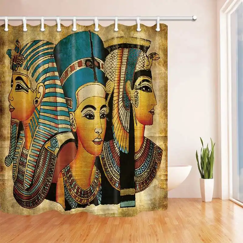 shower curtain Новинка Египетский Папирус~ тотен 180x180 см занавеска для душа/3 шт. набор крышка для унитаза+ стойка для тряпок+ коврики для ванной комнаты - Цвет: shower curtain