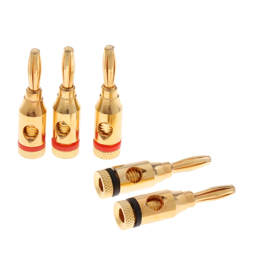 

5 шт. X Высокое качество динамик разъем типа "банан" 24k позолоченный av-кабель разъем