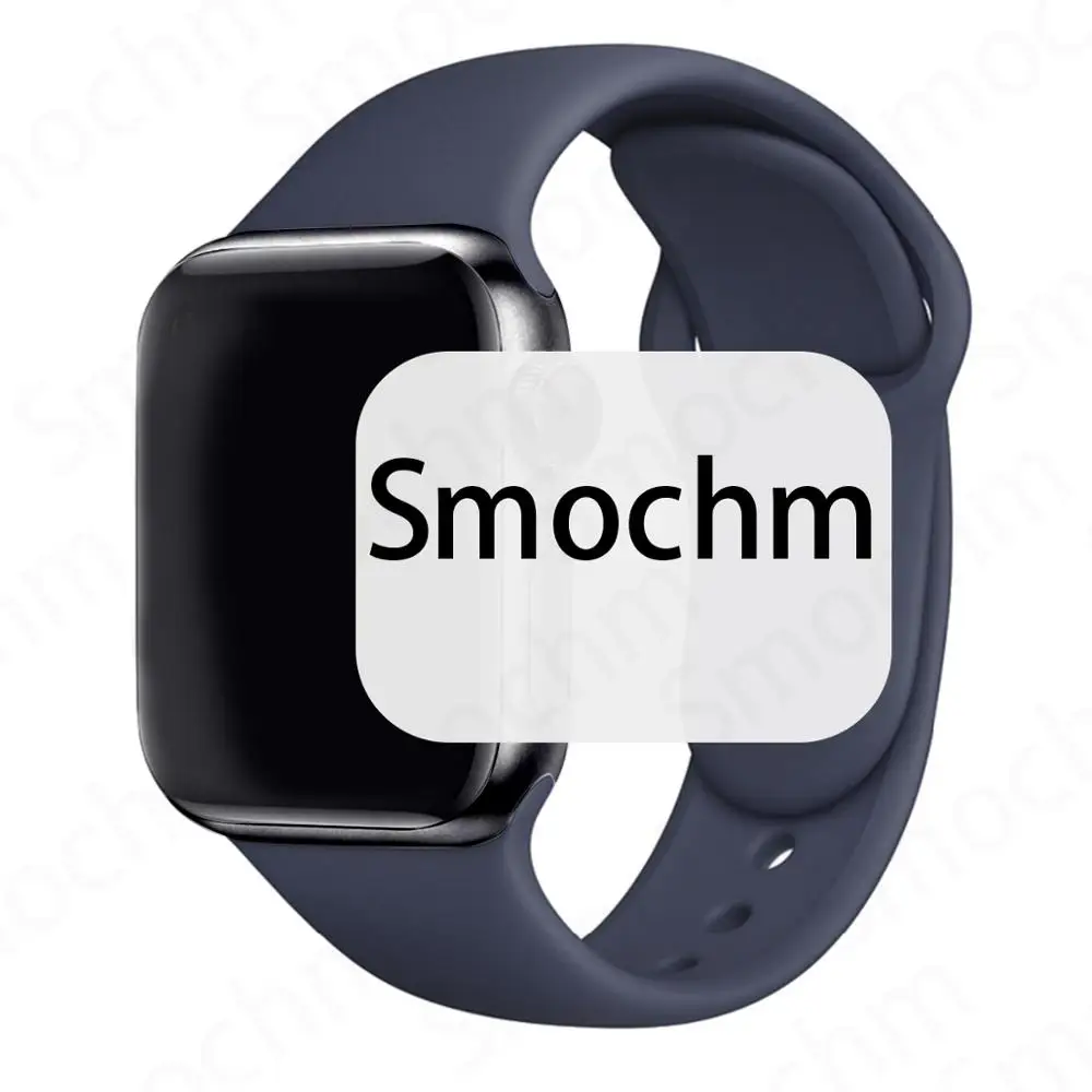 Smochm IWO 8 Plus DIY новые умные часы Bluetooth 1:1 Series 4 Беспроводное зарядное устройство MTK2502 обновлено для Apple Watch iPhone Android - Цвет: Black Blue Silicon