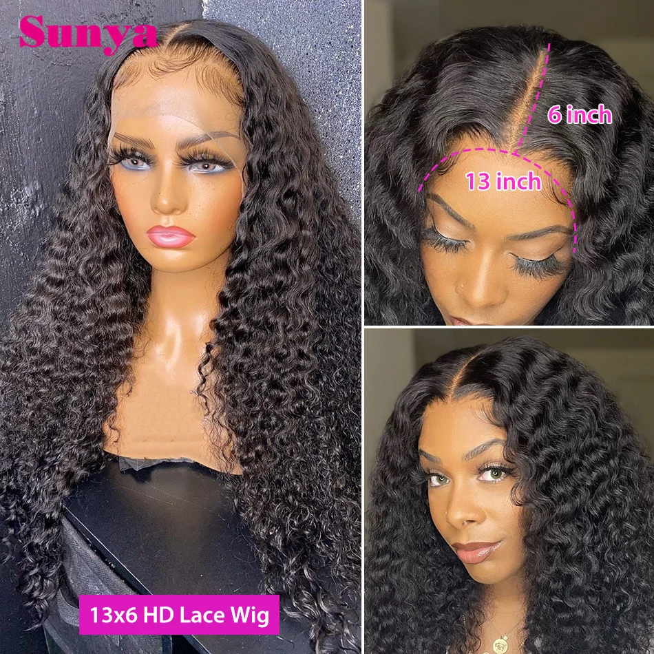 

13x4 HD kinky Curly Wig Human Hair Wig Pre Plucked 30 32 Inch Transparent Lace Frontal Wig Raw Indian Hair Lace Closure Wig