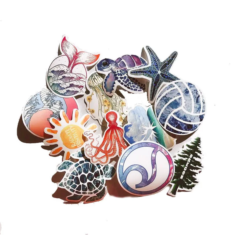 50 PCS Outdoor Surfing Stickers Summer Sports Tropical Beach Surfing Waterproof Stickers to DIY Surfboard Car Skateboard Sticker