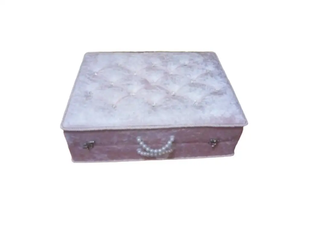 

Dowries Quilted Berrak With Pearls 3 Pcs Dowry Bag Powder