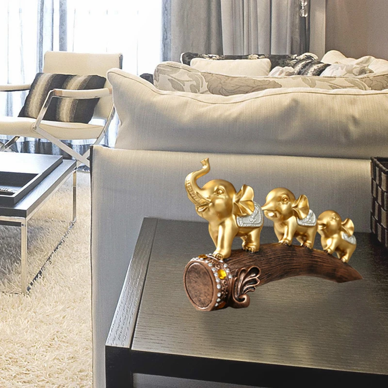 Золотой синий 3 Слон скульптура украшение креативное домашнее ремесло
