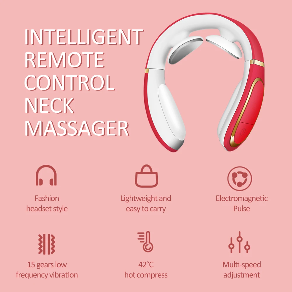 

New Remote Smart Shoulder Neck Massager Hot Care Mute 15 Modes Adjustable Muscle Massaging Instrument Neck Massager