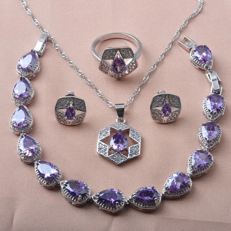 Посеребренные Ювелирные наборы для женщин Свадебные ювелирные изделия серьги с