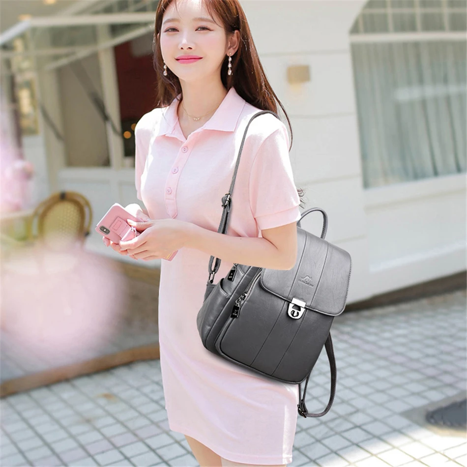 Модный роскошный женский рюкзак с текстурным замком школьные ранцы из мягкой