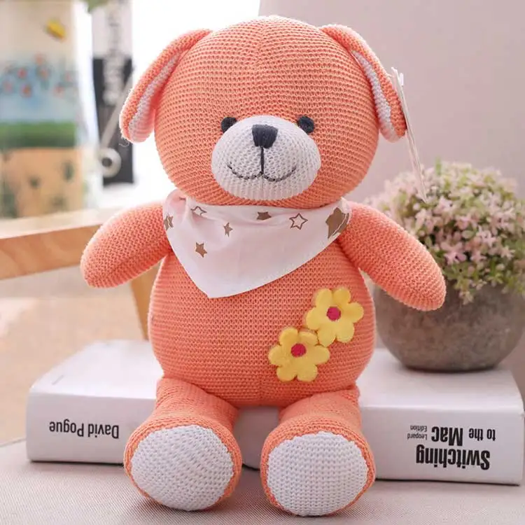 Orange Dog Новинка, вязанная шерсть, мягкие игрушки животных для малышей, мягкая плюшевая игрушка с рисунком медведя, собаки, руббит, разглаживающая Успокаивающая кукла для малышей, младенцев, детей - Цвет: Orange Dog