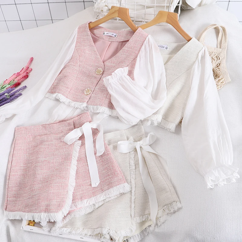 Новый Ароматный Костюм-двойка 2020 кружевной твидовый топ + юбка | Женская одежда