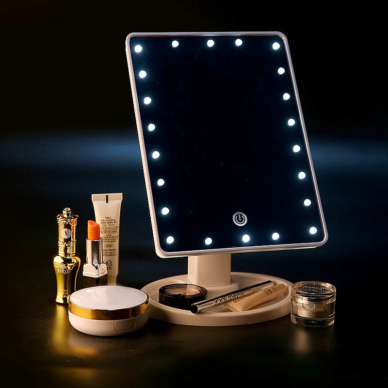 LED Touch Screen Lighted Makeup Mirror with Lights Dimmable 180 Degree Adjustable Table | Красота и здоровье
