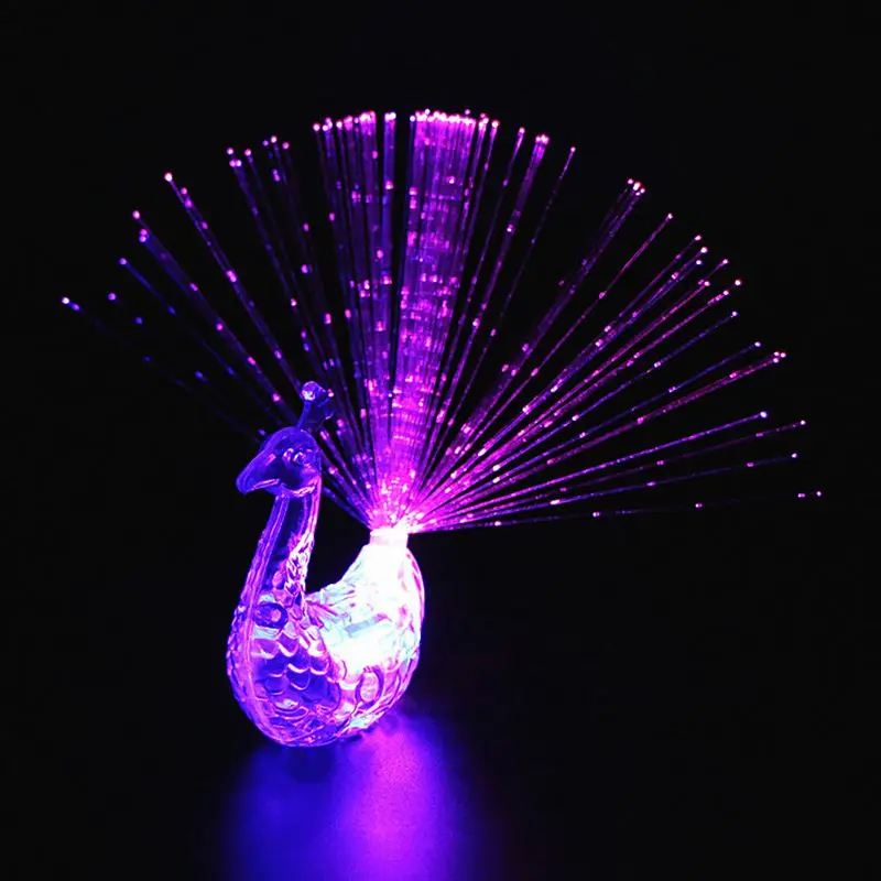 

2PCS LED Glow Peacock Finger Light Luminous Ring Lamp Toy Flash Kid Fluorescent Shiny Neon Flashing Party Gift Decoration