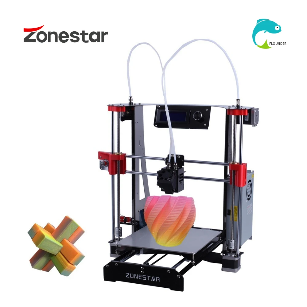 ZONESTAR Лидер продаж дешевый двойной экструдер черный металл A8 i3 Авто микс открытый источник обновления лазерная гравировка RepRap 3d принтер DIY комплект