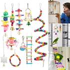 10 шт.компл. птицы домашние животные лестницы для попугаев восхождение игрушки красочные Смешные качели мяч стойка для звонка волнистый Попугайчик попугай клетка для птиц обучающие игрушки