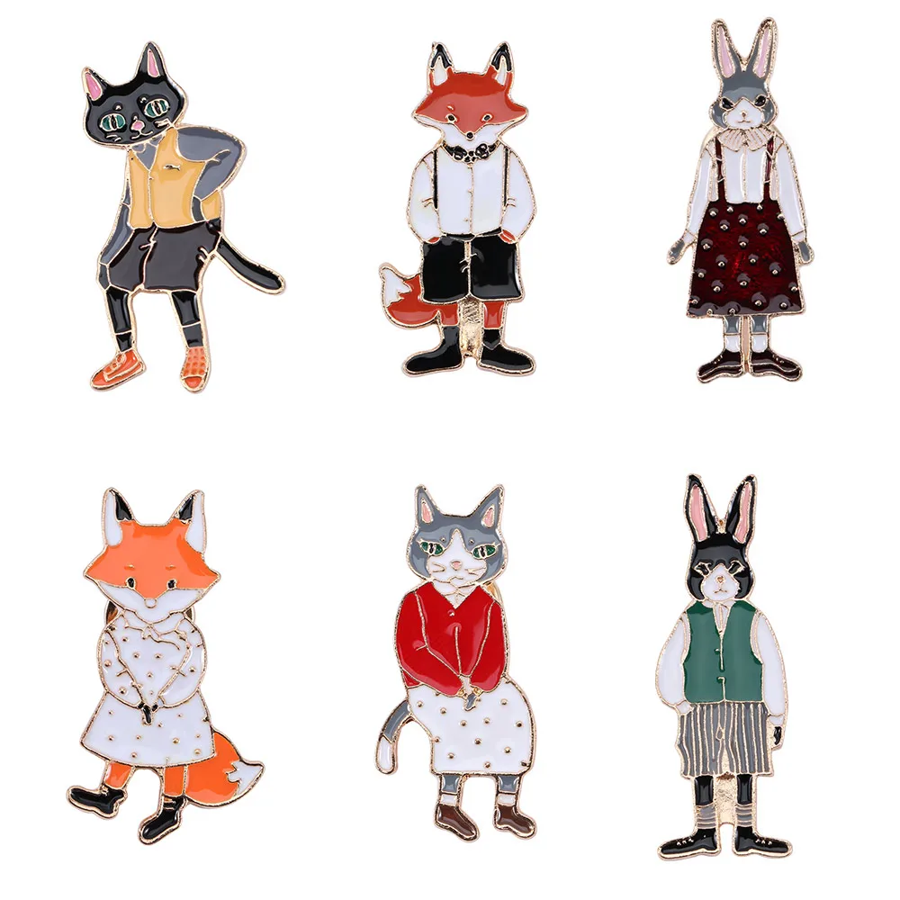 1 шт. мультфильм животных эмалевая брошь пара бейджи пин шляпка рюкзака заколка