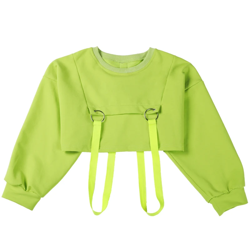 

Jazz Dance Costumes For Girls Fluorescent Green Tops Red Plaid Skirt Kids Hip Hop Dancewear Child Street Dance Clothes