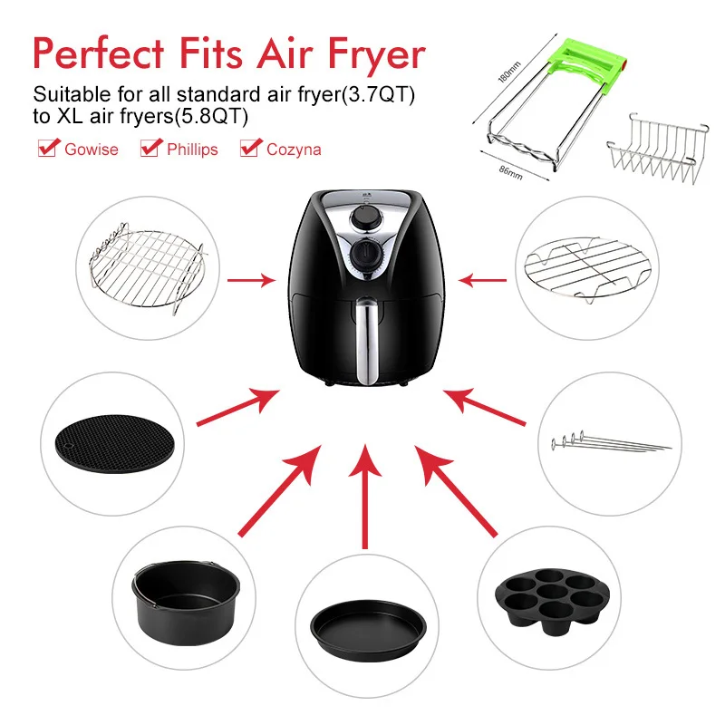 

7inch High Quality Air Fryer Accessories for Gowise Phillips Cozyna and Secura,Fit all Airfryer 3.7 4.2 5.3 5.8QT