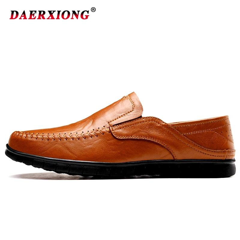 Men Leather Shoes Casual 2019 New Loafers Flat Slip-on Breathable Solid Soft Mocasines Boat Chaussure Homme | Обувь