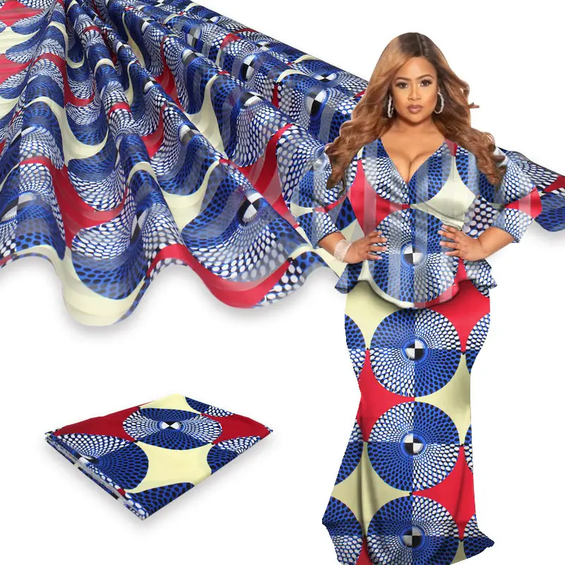 Чистая шелковая ткань органза африканская Анкара вощеная принтом 2 + 4 ярдов лента