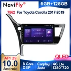 Автомобильный радиоприемник NaviFly 7862, 6 ГБ + 128 ГБ, QLED-экран 1280x720, Android 10, мультимедийный проигрыватель для Toyota Corolla 11 2017 - 2018
