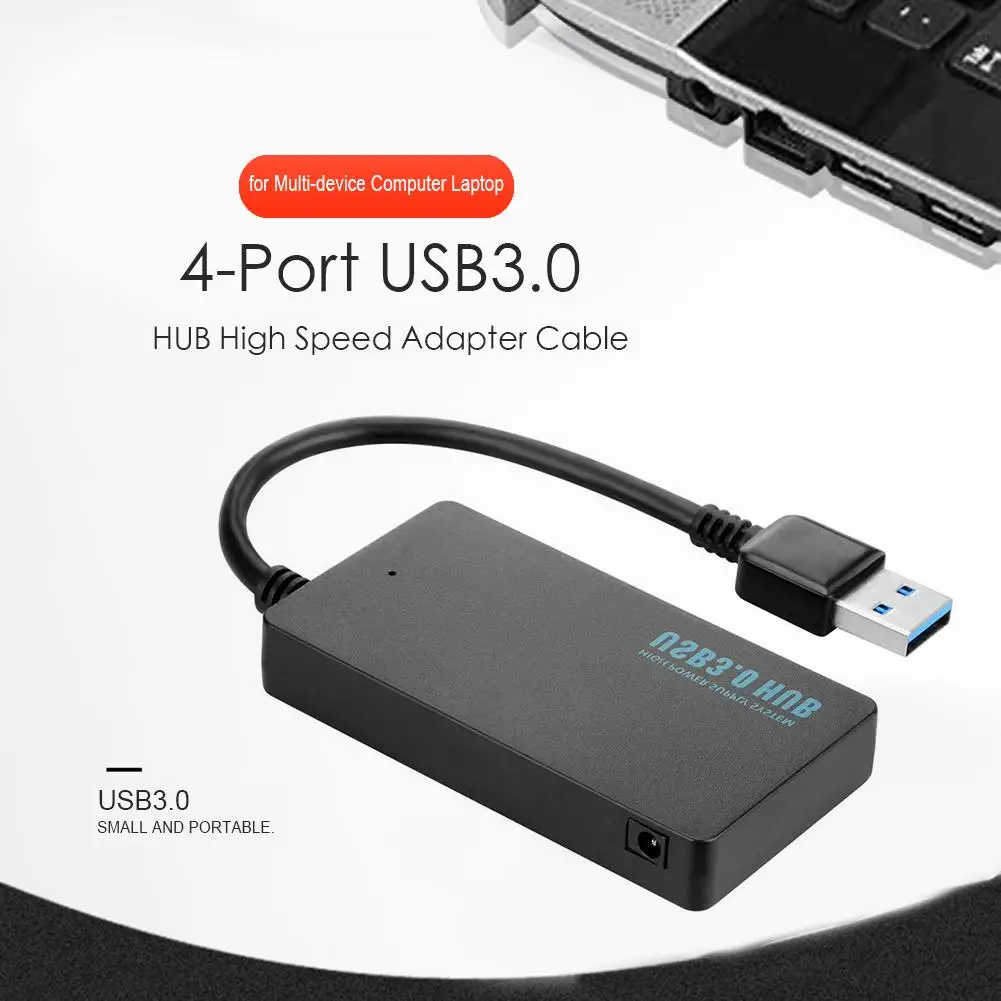 

4-Port USB 3.0 Hubs Splitter Portable OTG Adapter Cable Support 5Gbps Computer Laptop Peripherals with Indicator Light