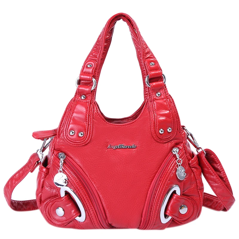 Angel Barcelo Fashion Women Handbags Soft Winter Shoulder Bags PU Leather Crossbody Bag Small Hobos Large Purse | Багаж и сумки