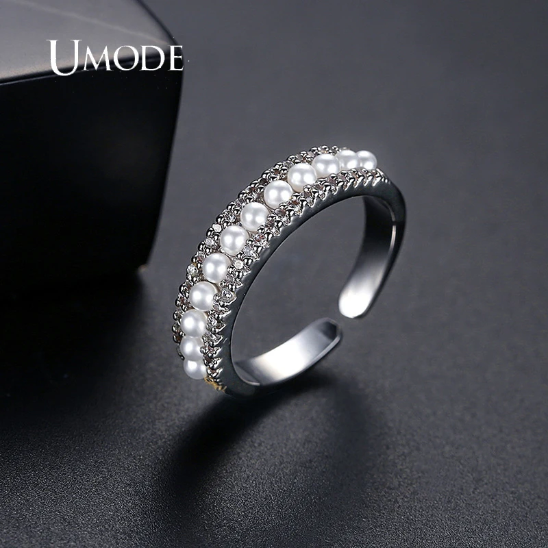 Женские кольца с фианитом UMODE ювелирные изделия искусственным жемчугом в
