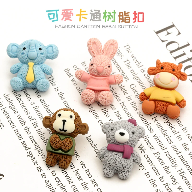 6 шт Кролик Медведь Корова Обезьяна прекрасный детский Декор кнопки для одежды
