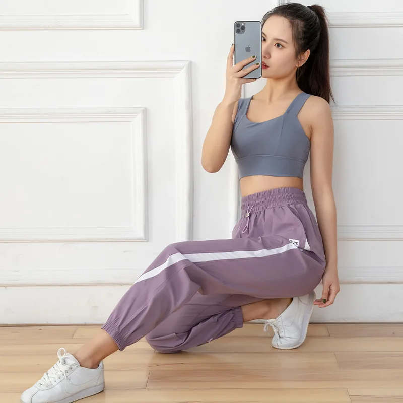 Women Jogger Pants Drawstring High Waist Sport Leggings Thin Loose Harem Pant Running Trousers Girls Elastic Gym Fitness Bloomer