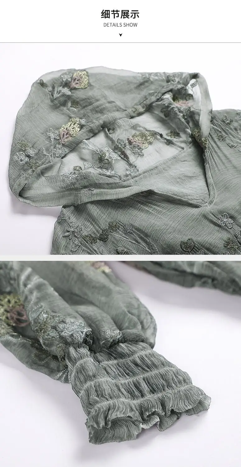 Шелковое платье 2020 весеннее женское новое из тутового шелка с вышивкой длинным