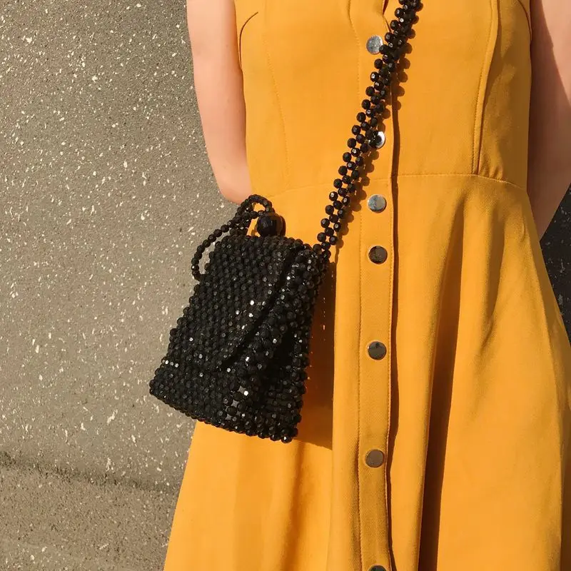 Женская сумка мессенджер в стиле ретро ярких цветов прозрачная плетеная ручной